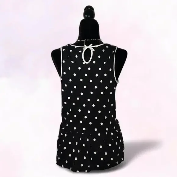 Kate Spade Black White Polka Dot Top Spring Designer - Picture 4 of 5